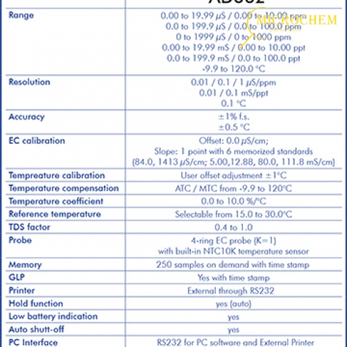 Máy đo độ dẫn, TDS, nhiệt độ cầm tay AD332 Adwa – Hungary 