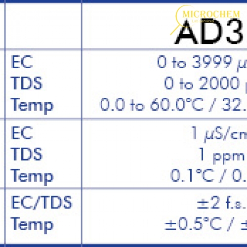 Máy đo độ dẫn (EC), TDS và nhiệt độ dạng bút AD31 Adwa – Hungary