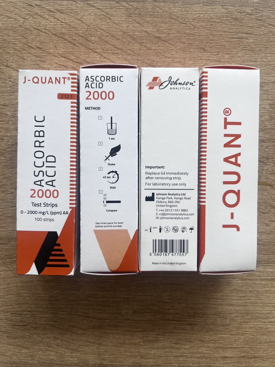 Que thử nhanh axit ascorbic 0-2000 ppm, 212.1 Johnson